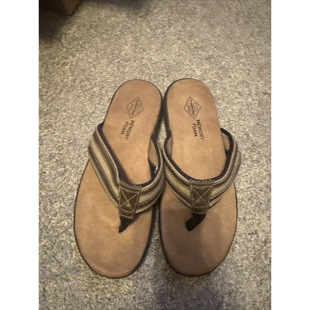 Brown Flip Flops MEMORY FOAM SANDALS Beach Vacation ST.JOHN'S BAY MEN'S Sz 11M